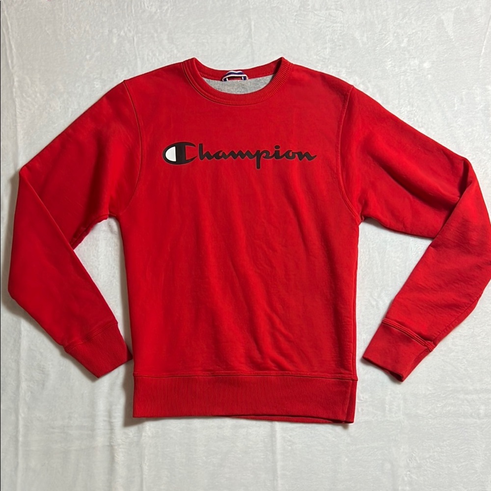 Champion Red Crewneck Sweater Classic Style - XS